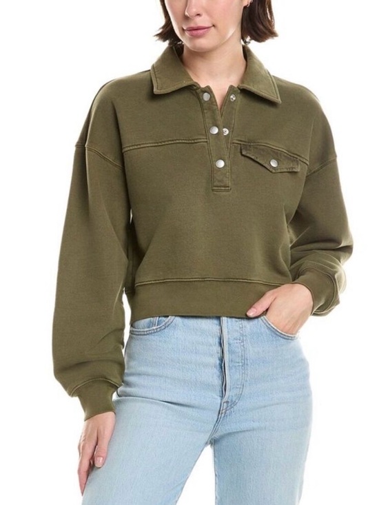 Frame Denim Tops - Frame Polo Henley Sweatshirt Size Medium in Surplus Green